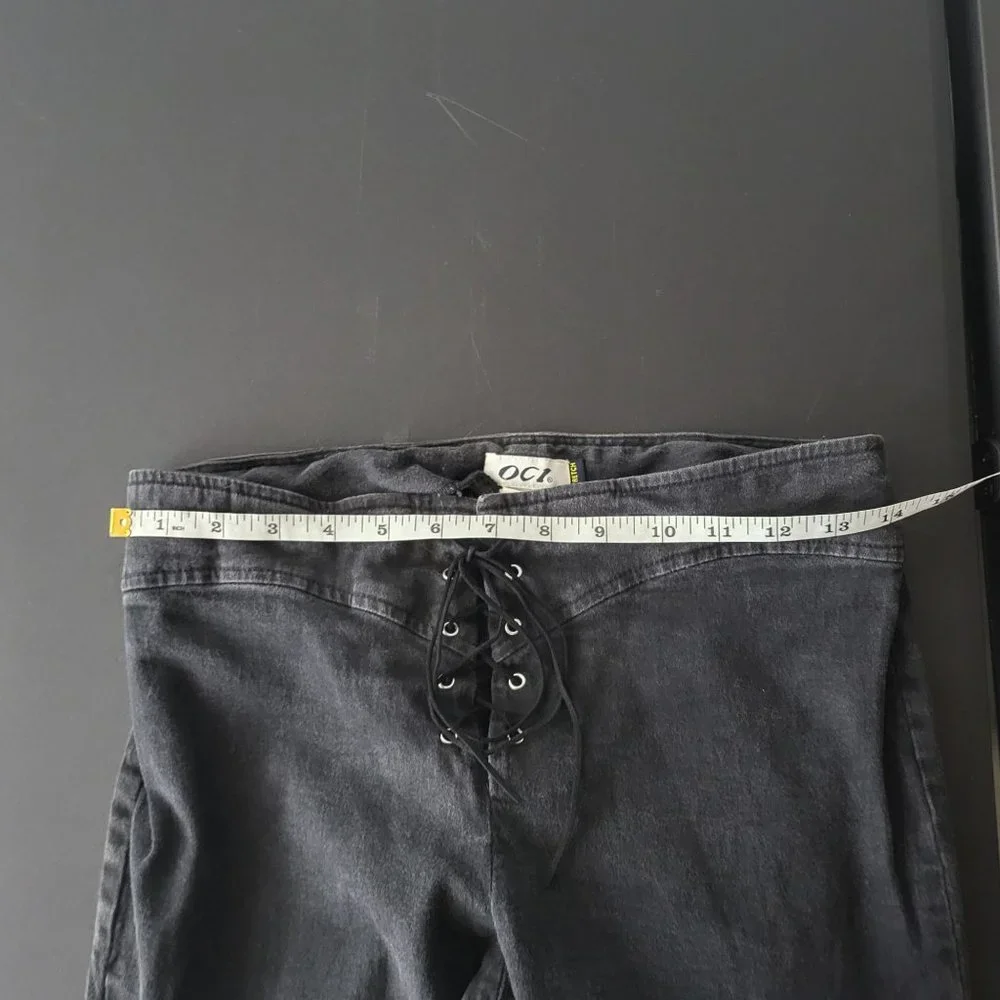 OCI Womens Stretch Denim Capri Jeans Size 7 Grunge Y2K Cropped Flare Boho Hippie